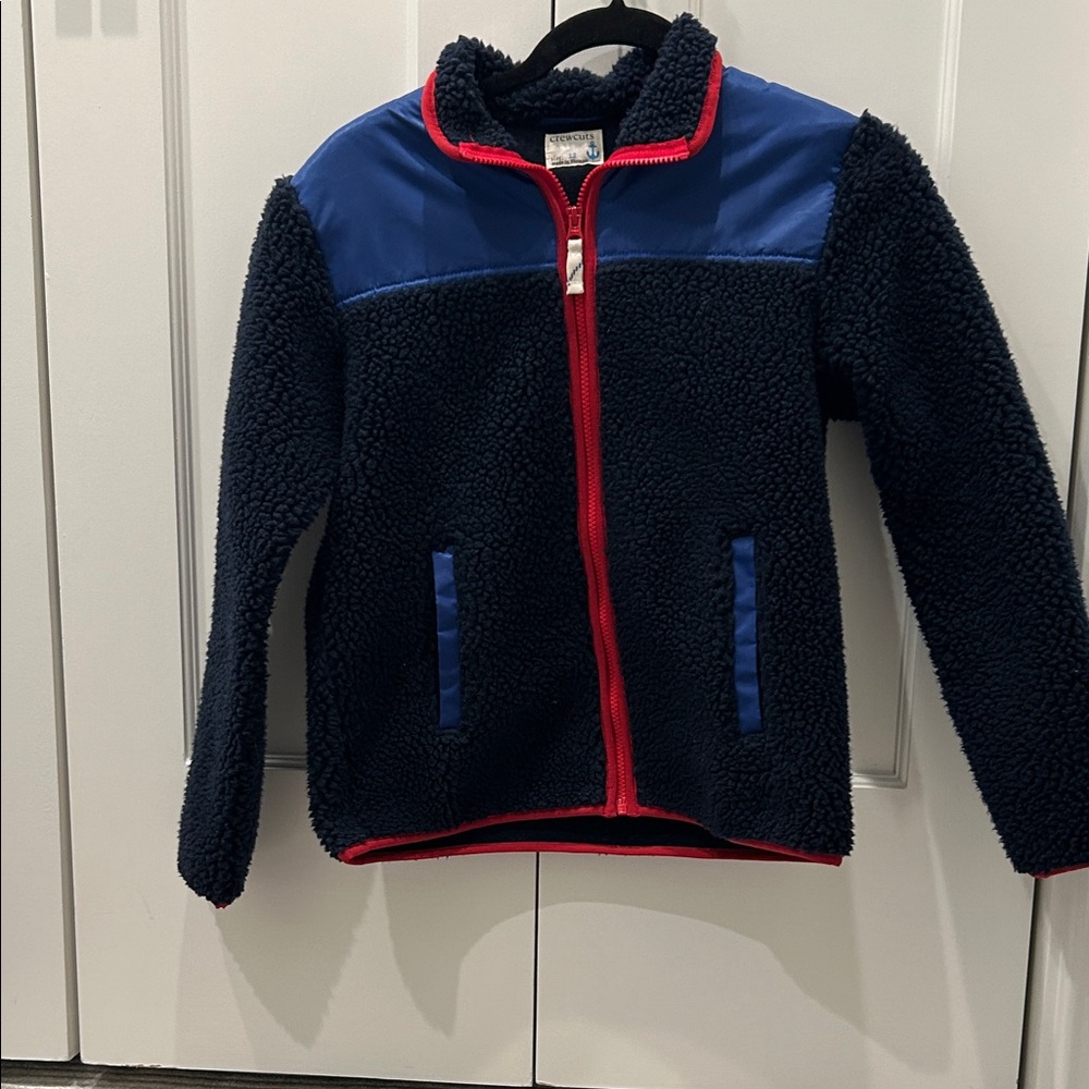 Crewcut Kids Navy Blue Fleece Jacket with Red Accents-Like New